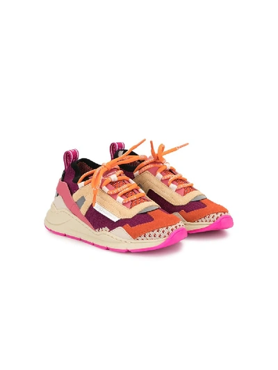 Dolce & Gabbana Kids' Panelled Lace-up Sneakers In Pink
