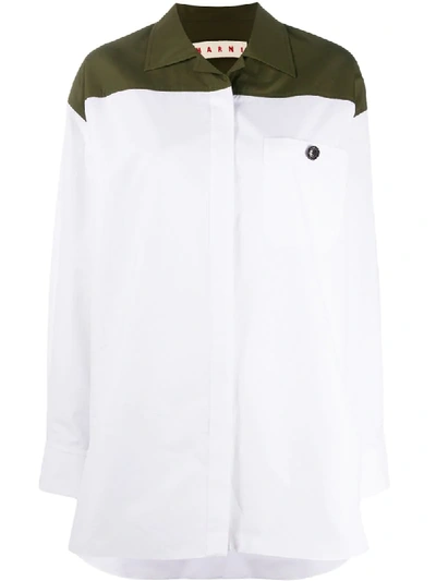 Marni Two-tone Buttoned Shirt In White