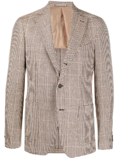 Lardini Houndstooth Single-breasted Blazer In Brown