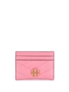 Tory Burch Kira Chevron Leather Card Case In Pink City