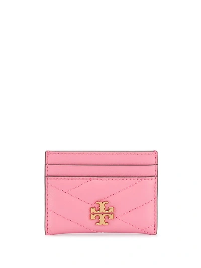 Tory Burch Kira Chevron Leather Card Case In Pink City