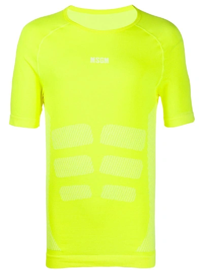 Msgm Logo-print Fitted T-shirt In Yellow
