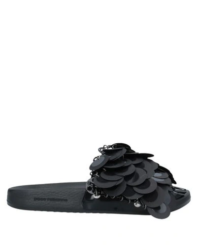 Rabanne Embellished Flat Sole Open Toe Sandal In Black