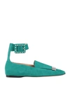 SERGIO ROSSI SERGIO ROSSI WOMAN LOAFERS EMERALD GREEN SIZE 6.5 SOFT LEATHER,11851361RP 7
