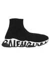 Balenciaga Speed Logo-print Stretch-knit High-top Sneakers In Black White Black