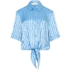 Off-white Logo Baseball Shirt In Blue Viscose In Light Blue