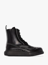 ALEXANDER MCQUEEN BLACK HYBRID LACE-UP BOOTS,586199WHX5C14607059