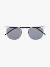 Saint Laurent Silver Tone 350 Round Sunglasses In Black