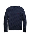 Polo Ralph Lauren Blue Crewneck Sweater With Pony Embroidery On The Front And Woven Knit In Blue