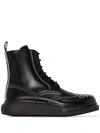 ALEXANDER MCQUEEN CONTRAST-PERFORATION ANKLE BOOTS
