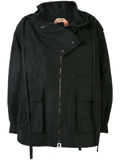 N°21 Oversized Hooded Jacket In Black