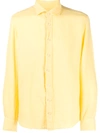 Hackett Plain Linen Shirt In Yellow