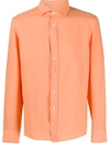 Hackett Plain Linen Shirt In Orange