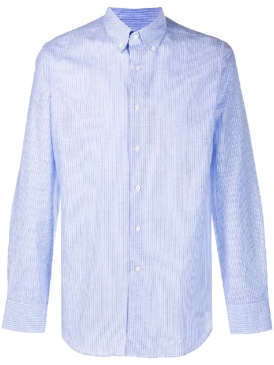 Canali Button Down Striped Shirt In Blue