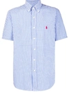 Polo Ralph Lauren Logo Check Short-sleeve Shirt In Blue