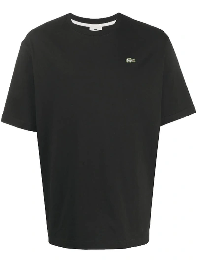 Lacoste Live Logo Patch Crew-neck T-shirt In Black
