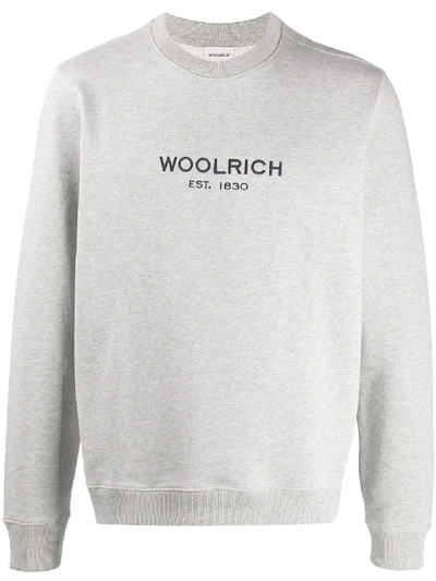 Woolrich Logo-print Crew Neck Sweatshirt In Grey