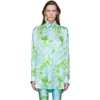 BALENCIAGA BALENCIAGA BLUE AND GREEN SILK FLORAL SHIRT