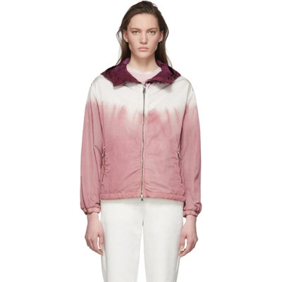 Moncler Pink Tie-dye Print Hooded Jacket In Multi