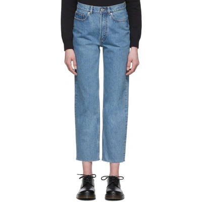 Apc Frayed Straight-leg Jeans In Blue