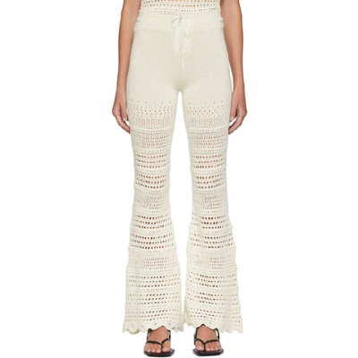 Amiri Flared Intarsia Knit Crochet Pants In Neutrals