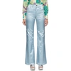 MARC JACOBS MARC JACOBS BLUE SATIN FLARE TROUSERS
