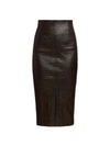 Brunello Cucinelli Leather Snakeskin-embossed Pencil Skirt In Brown