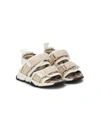 Roberto Cavalli Sequinned Logo-print Sandals In Gold
