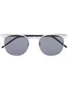 Saint Laurent Silver Tone 350 Round Sunglasses In Black