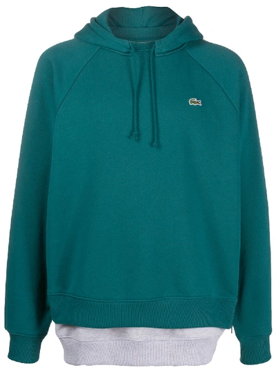 Lacoste Live Layered Look Hoodie In Green