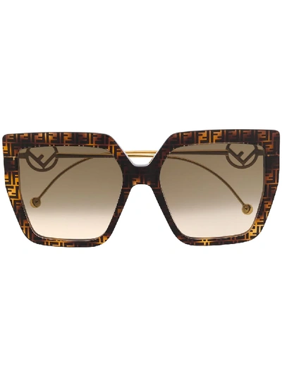 Fendi Da Sole Oversized Frame Sunglasses In Braun