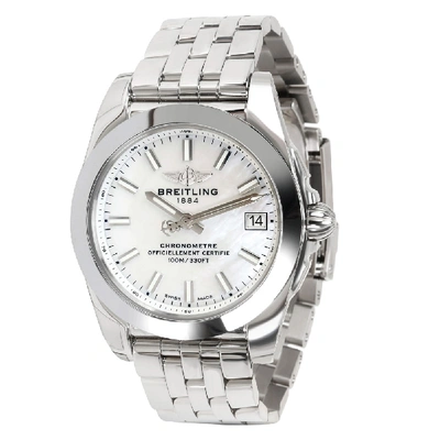 Pre-owned Breitling Mop Stainless Steel Galactic 36 W7433012/a779 Women's Wristwatch 36mm In White