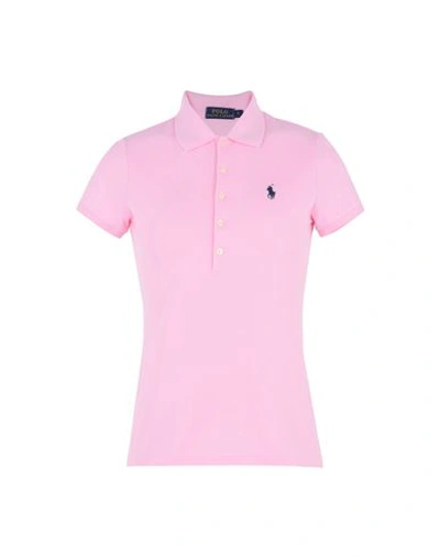 Polo Ralph Lauren Logo Detail Cotton Piqué Polo Shirt In Pink
