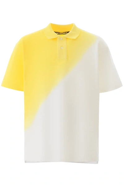 Jacquemus Soleil Gradient Polo Shirt In White,yellow