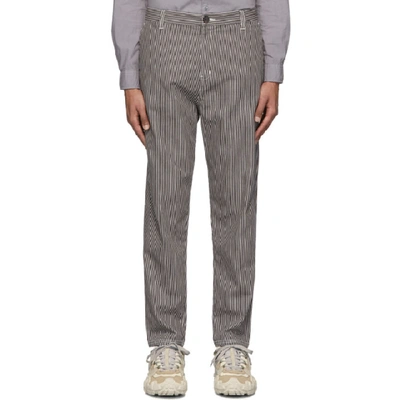 Robert Geller Grey And Off-white The Striped Tapered Trousers In Birch