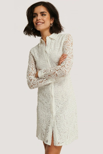 Na-kd Lace Collar Ls Mini Dress - White