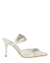 MANOLO BLAHNIK LURUM CRYSTAL-EMBELLISHED LACE MULES,060052704219