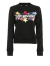 LOVE MOSCHINO LOGO EMBELLISHED CREW NECK SWEATSHIRT