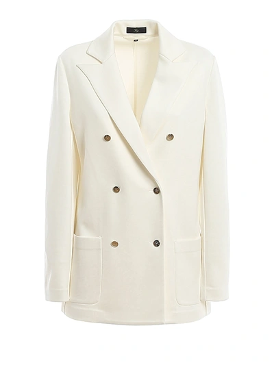 Fay Branded Button Peacoat In White