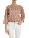 RED VALENTINO BLOUSE IN NUDE colour EMBROIDERED TULLE
