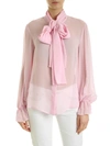 BE BLUMARINE SEMITRANSPARENT SHIRT WITH BOW IN PINK