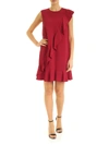 RED VALENTINO CREPE DRESS WITH RUFFLES IN CHERRY RED