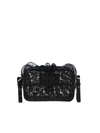 RED VALENTINO ROCK RUFFLES SHOULDER BAG IN BLACK