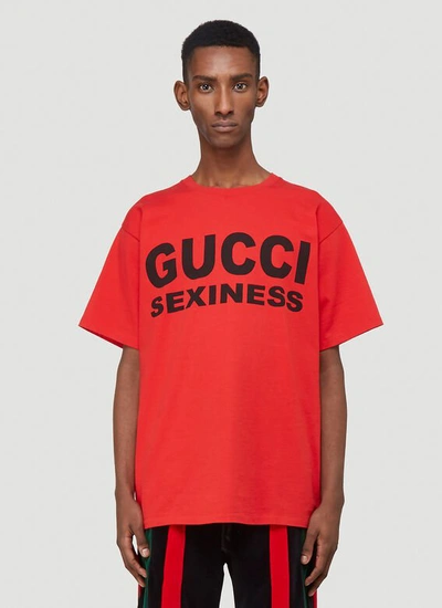 GUCCI SEXINESS Tシャツ XS Gucci Sexiness Print Oversize T-shirt In 9221 Natpnk | ModeSens