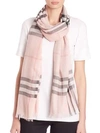 Burberry Giant Check Gauze Scarf In Pink