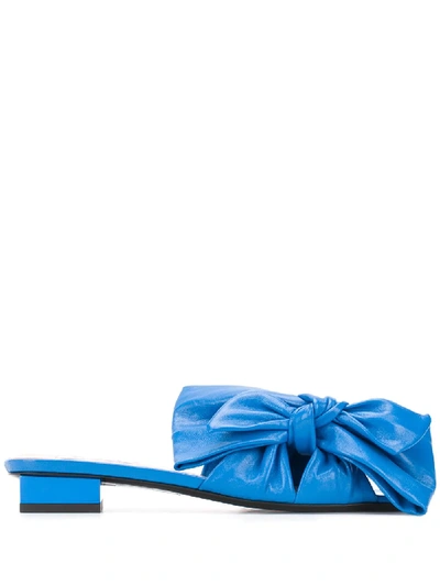 Msgm Bow-detail 30mm Mules In Blue
