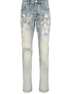 Purple Brand Paint Splatter Denim Jeans In Blue