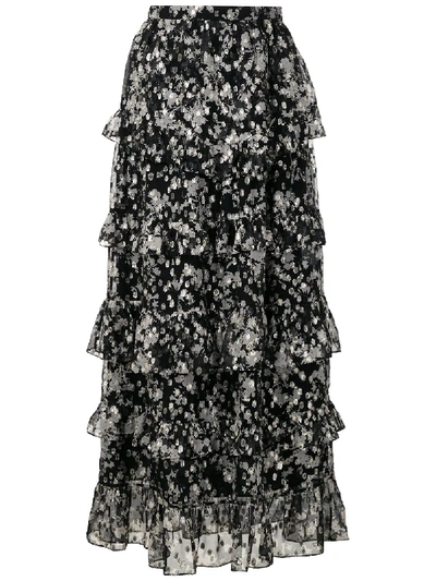 Nk Universo Floral Print Tiered Skirt In Black
