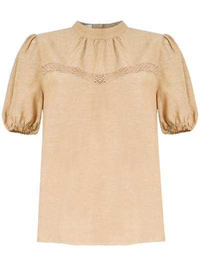 Nk Lace Panel Blouse In Neutrals