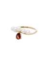 ANISSA KERMICHE 14KT GOLD AGE OF INNOCENCE PEARL AND GARNET RING